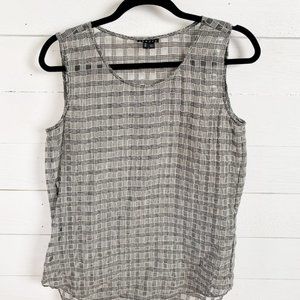 Theory Sheer Tank Blouse - Black and White Print
